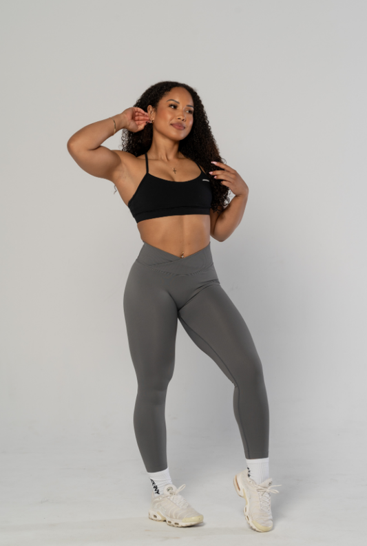 V Front Essential Leggings - Grey